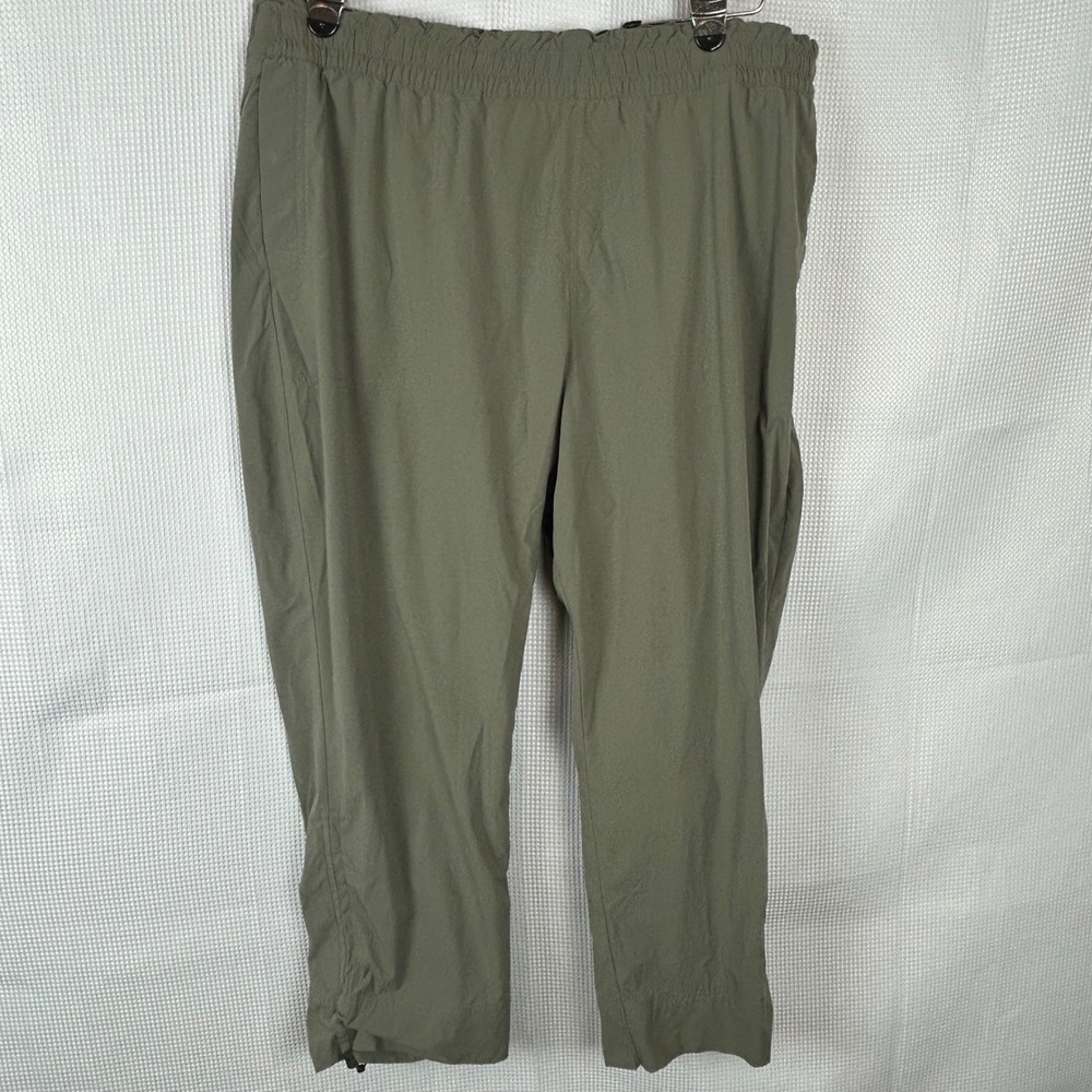 Womens XXL Hiking Pants Olive Green Elastic Waist Adjustable Hem Columbia